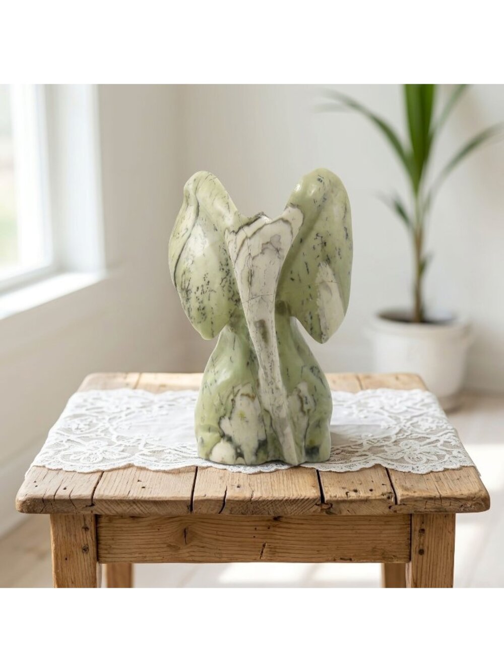 Hand Carved Butter Jade Stone Elephant Sculpture South Africa Signed Peter 5.5"